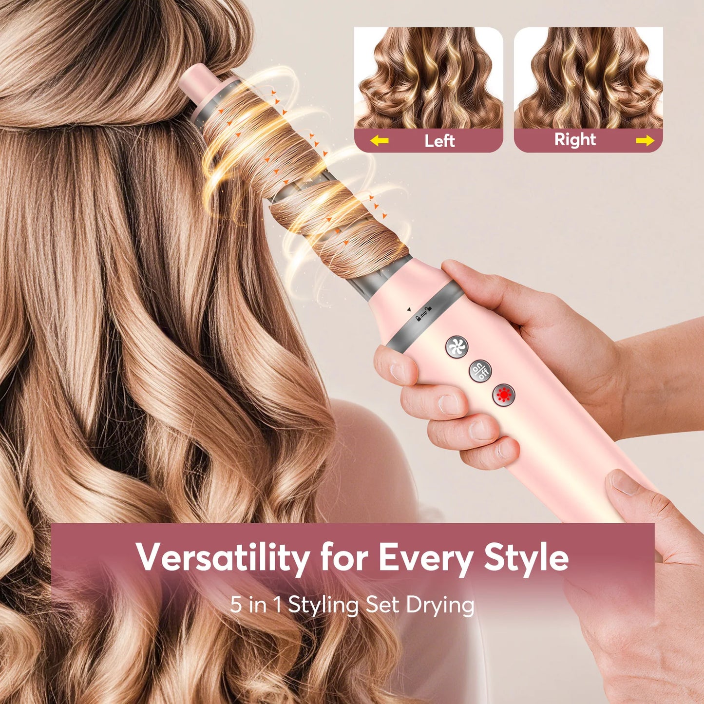 Bopcal 5 In 1 Hair Dryer Hot Air Comb Set With Anion Technology And Temperature Control