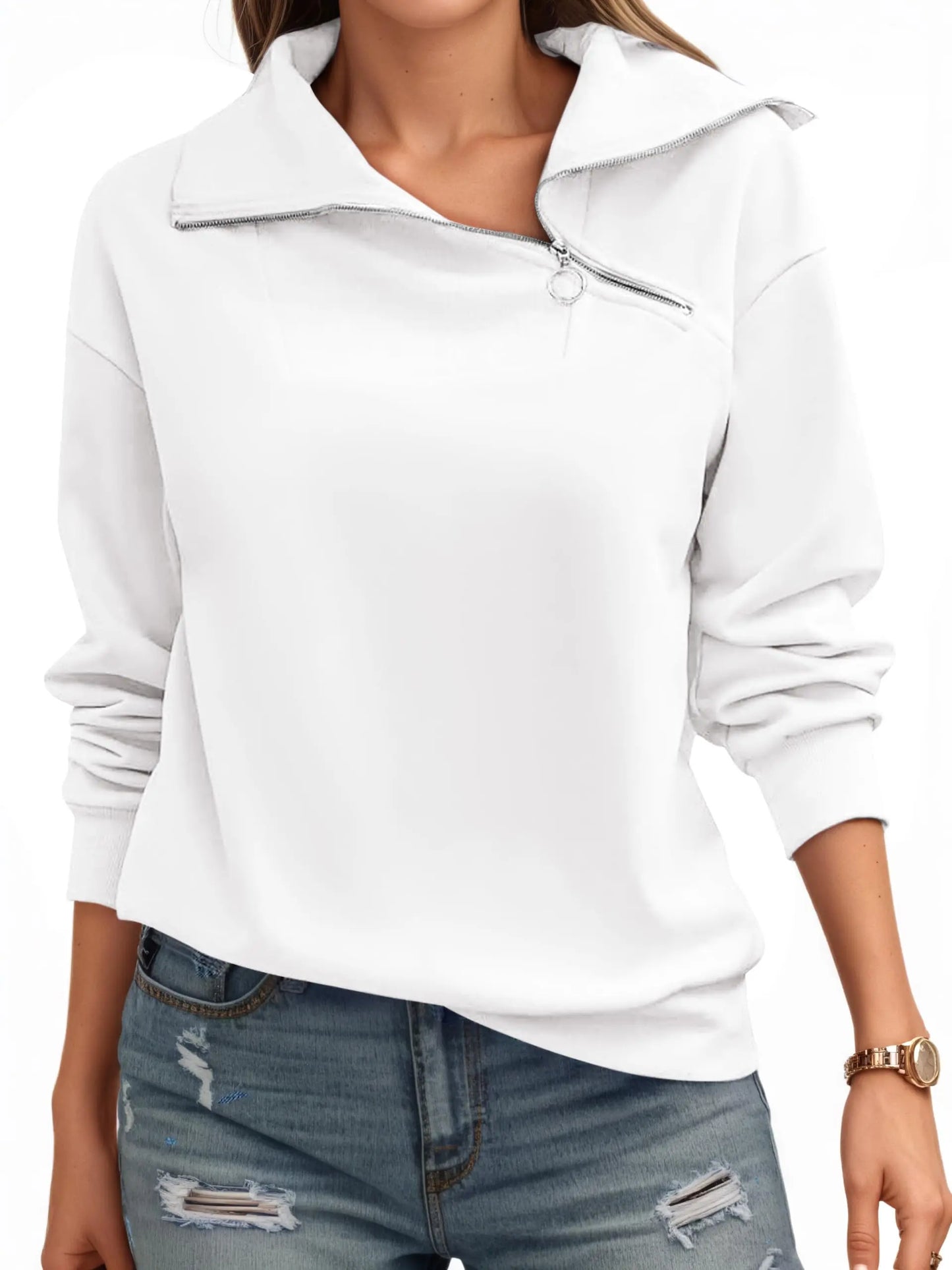 Fisoew Oversized Turtleneck Sweatshirt Fashion Fleece Pullover