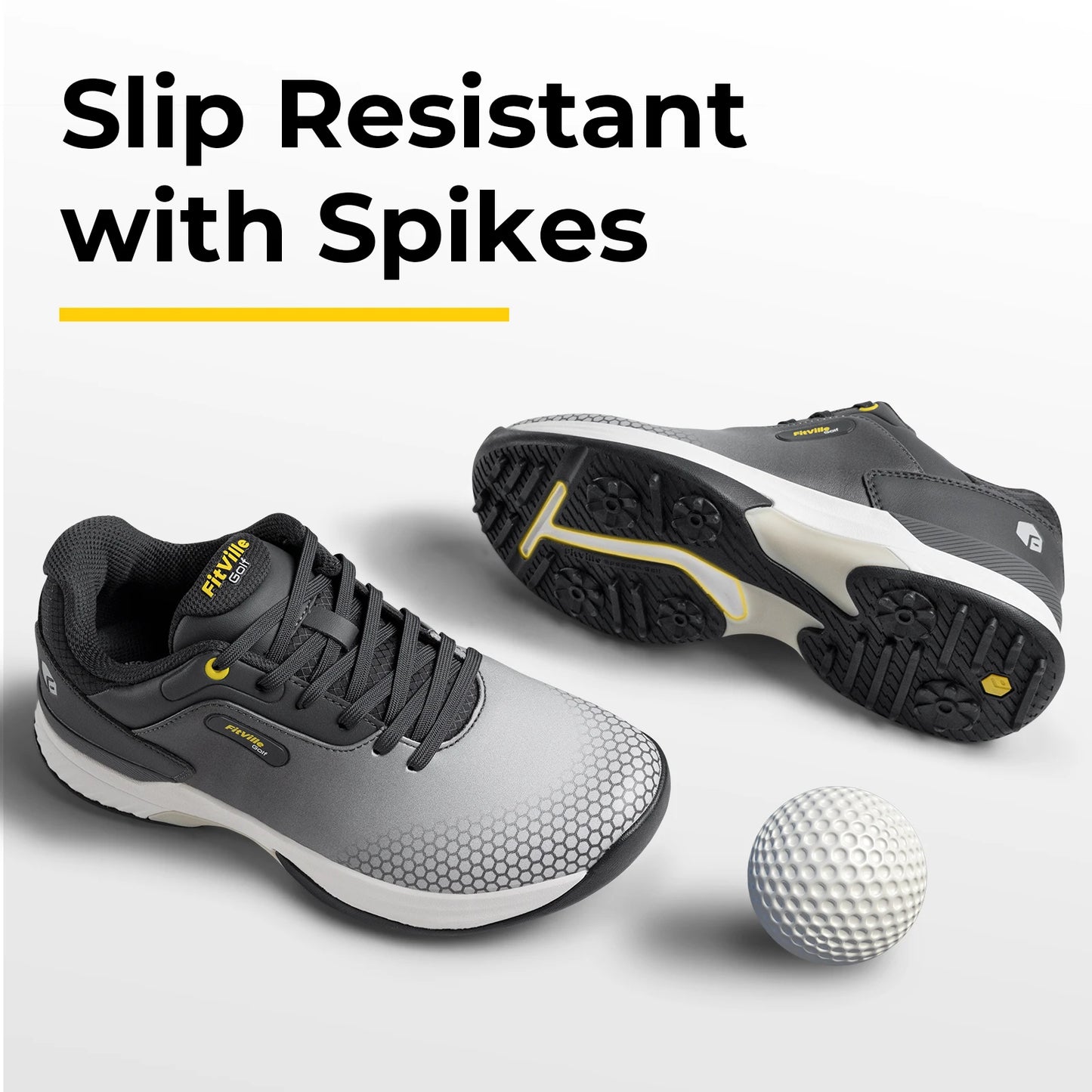Fitville Mens Wide Golf Shoes Comfortable Non Slip Athletic Footwear