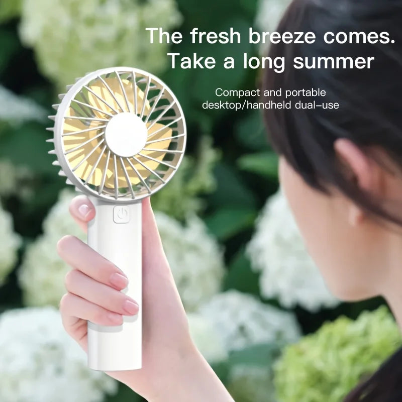 USB Mini Portable Rechargeable Handheld Fan With Integrated Phone Holder