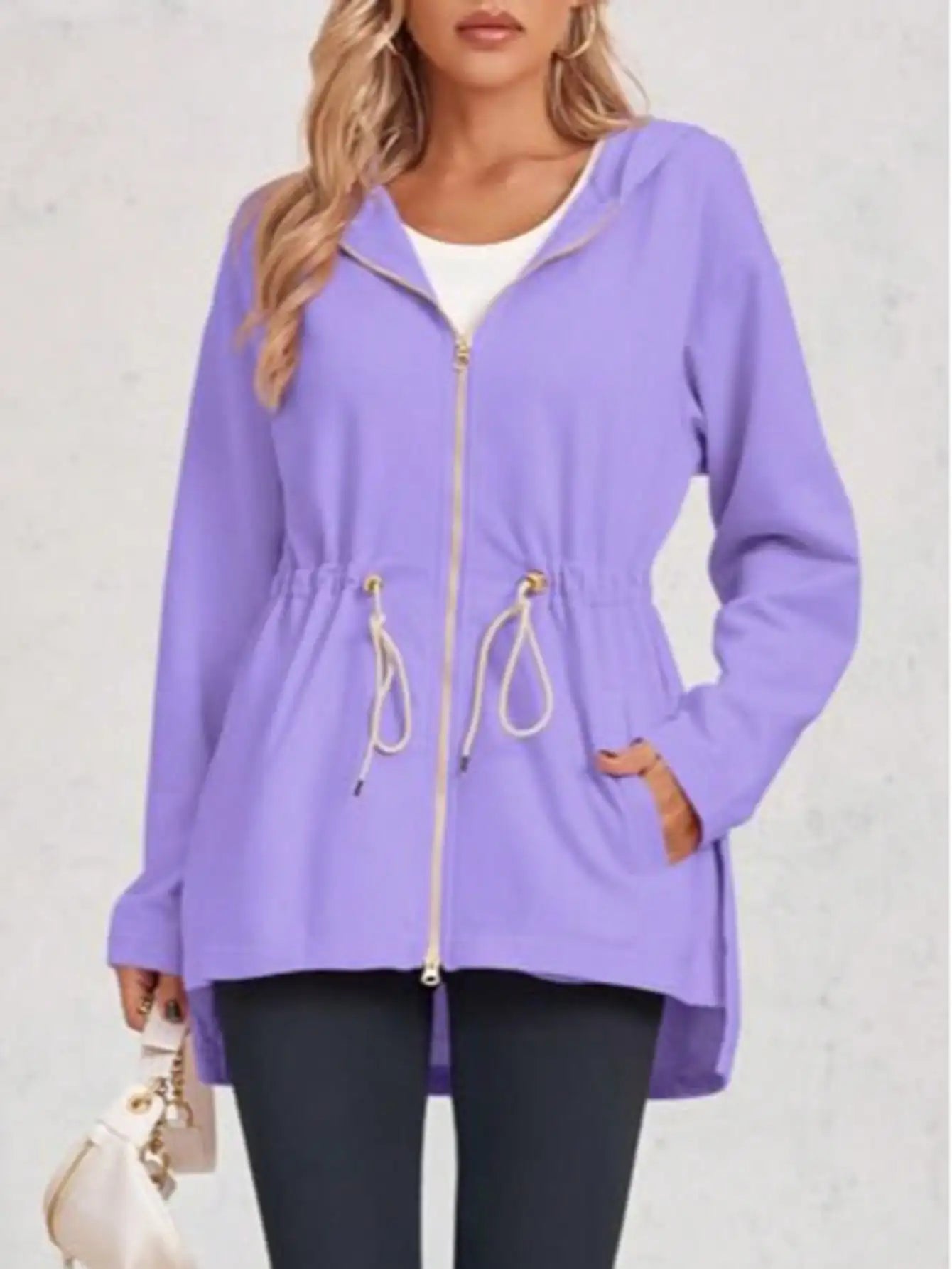 Fisoew Womens Oversized Zip Up Hoodie Cotton Drawstring