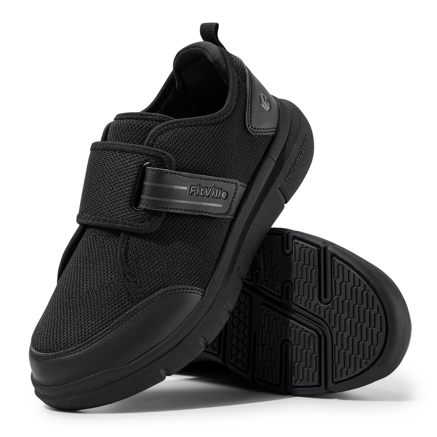 Fitville Men Diabetic Walking Shoes Extra Wide Hook Loop Comfort