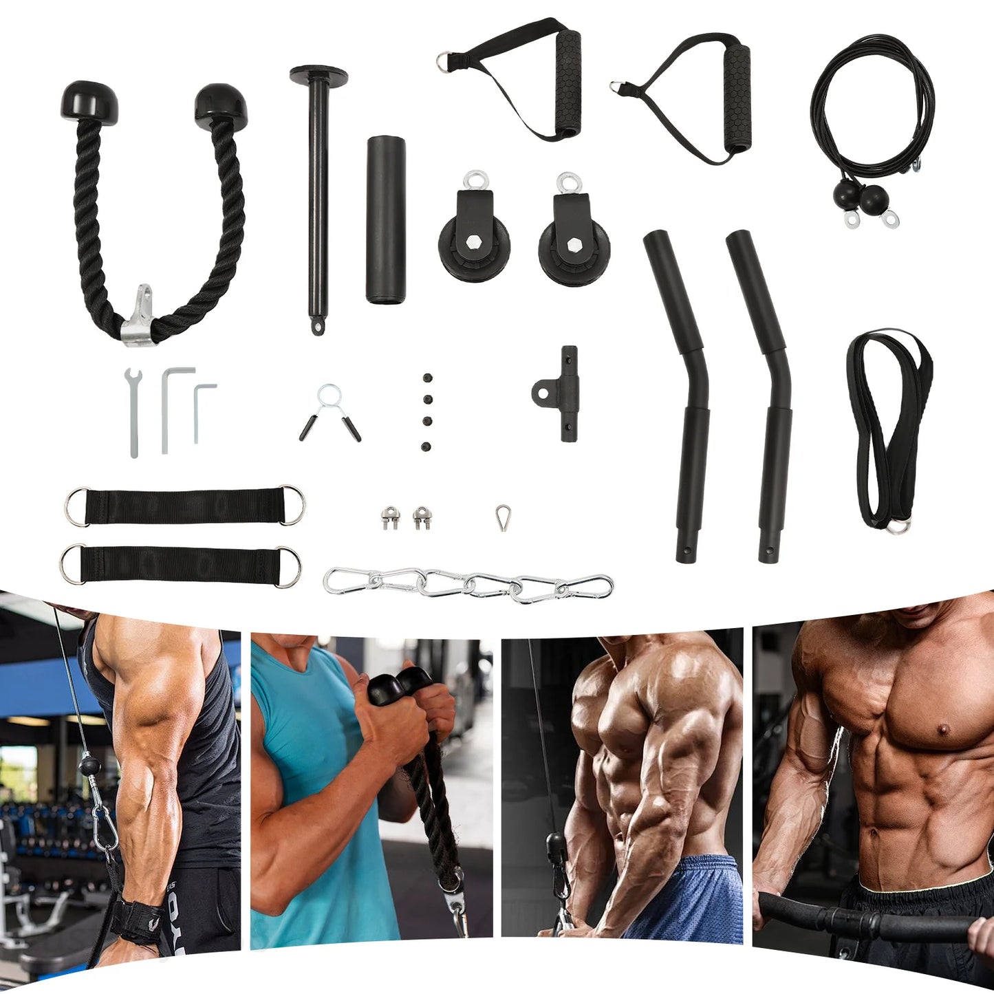 Cable Weight Pulley System With Safety Ropes Home Gym Equipment