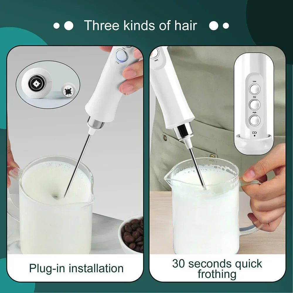 Stonego Cordless Rechargeable Milk Frother With Three Speed Whisk