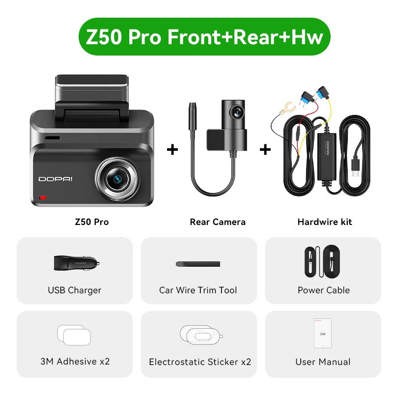 Ddpai Z50Pro Dash Camera 4K Front And Rear GPS Navigation
