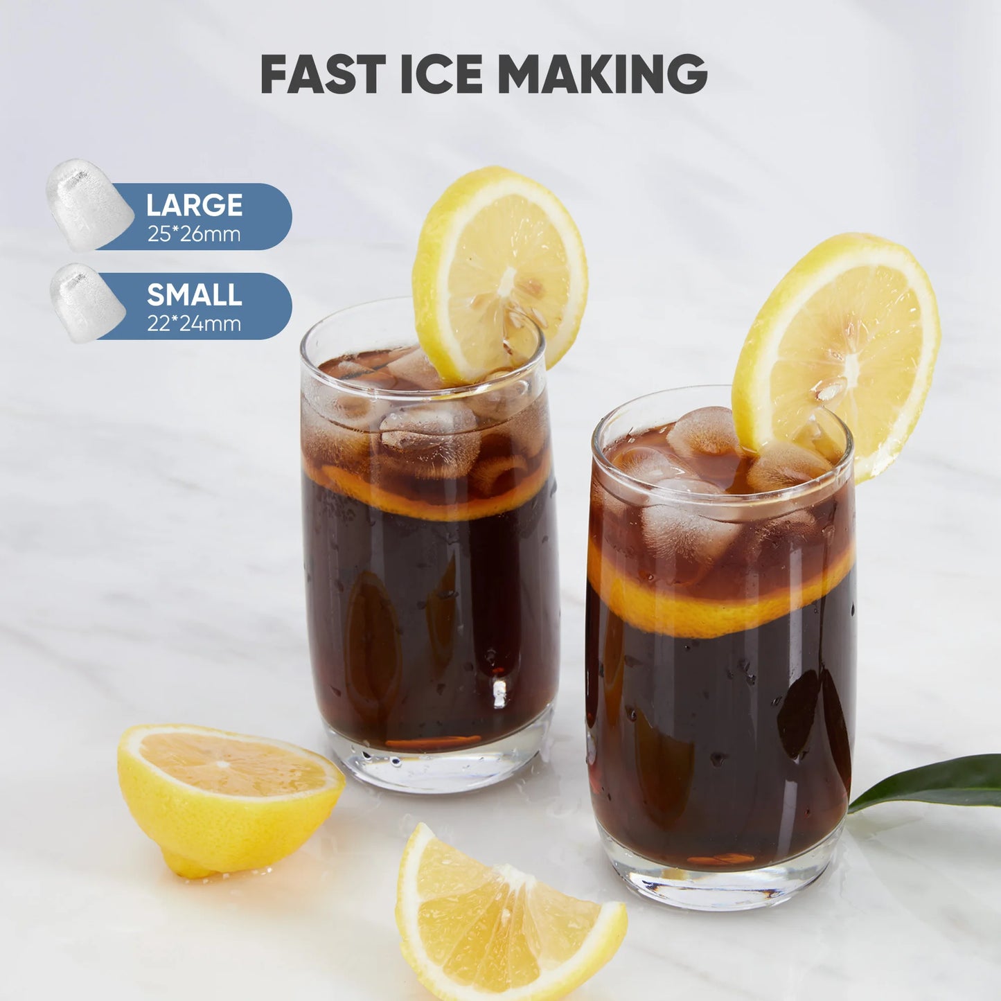 Portable Countertop Ice Maker Featuring Quick Self Cleaning Function