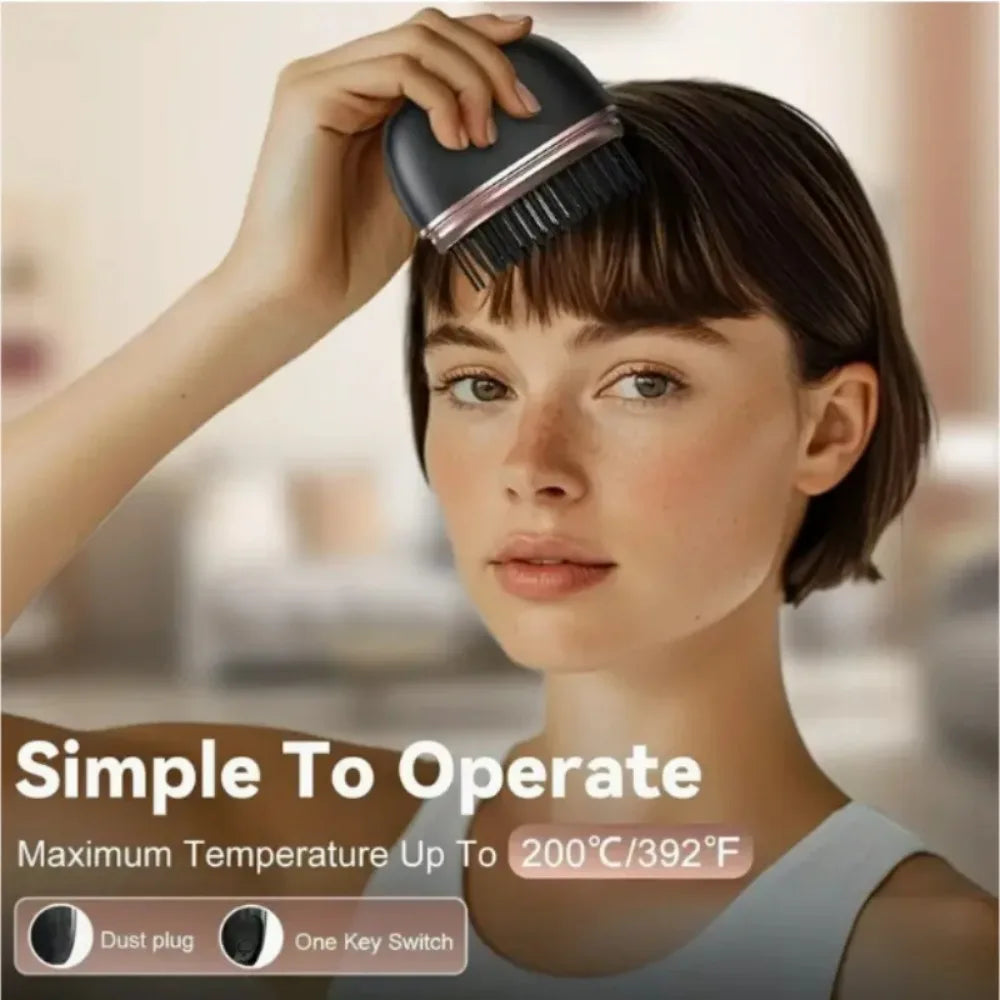 Zimir Mini Rechargeable Hair Straightener Brush With Temp Control