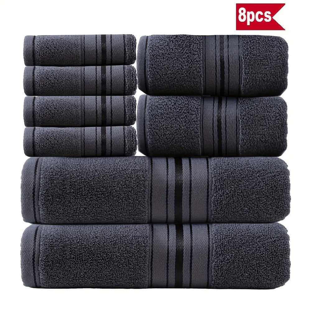 Luxury Eight Piece Cotton Towel Set For Bathroom Everyday Use