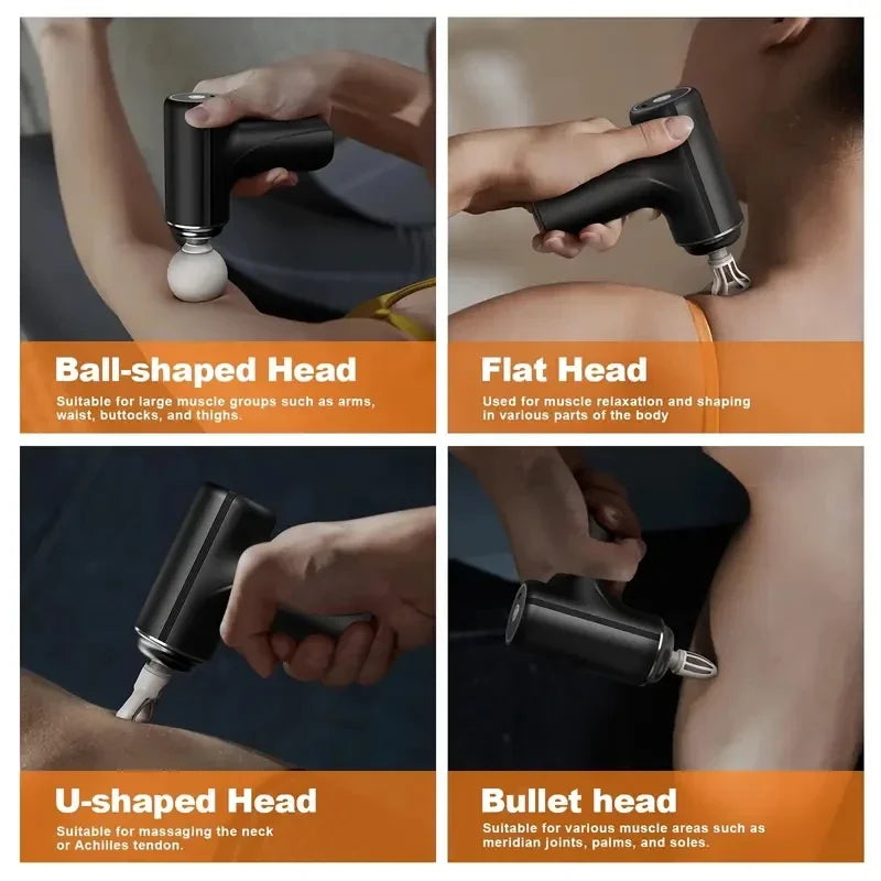 Portable Electric Fascia Massage Gun With Four Heads Six Speeds