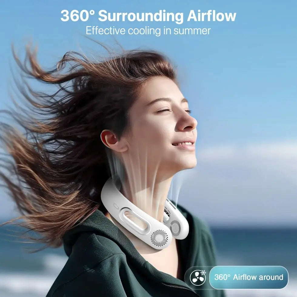 Portable Bladeless Neck Fan With 4 Speeds And Touch Control