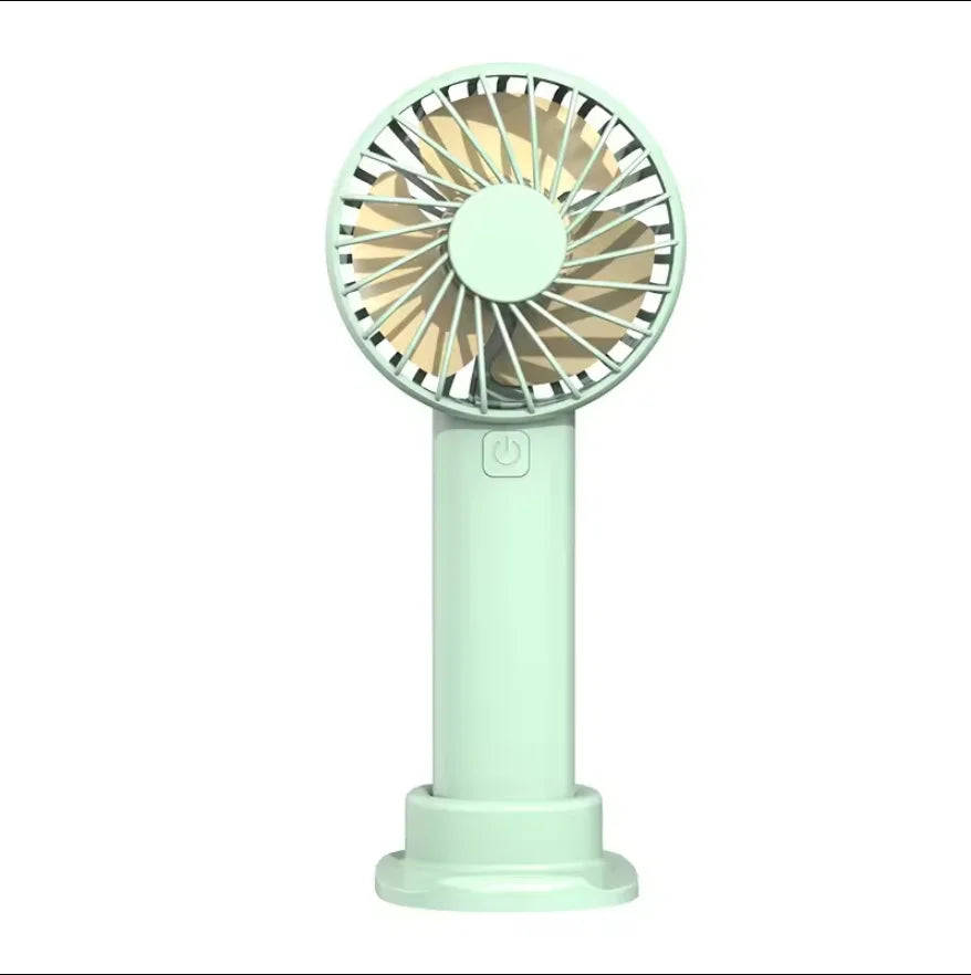 USB Mini Portable Rechargeable Handheld Fan With Integrated Phone Holder