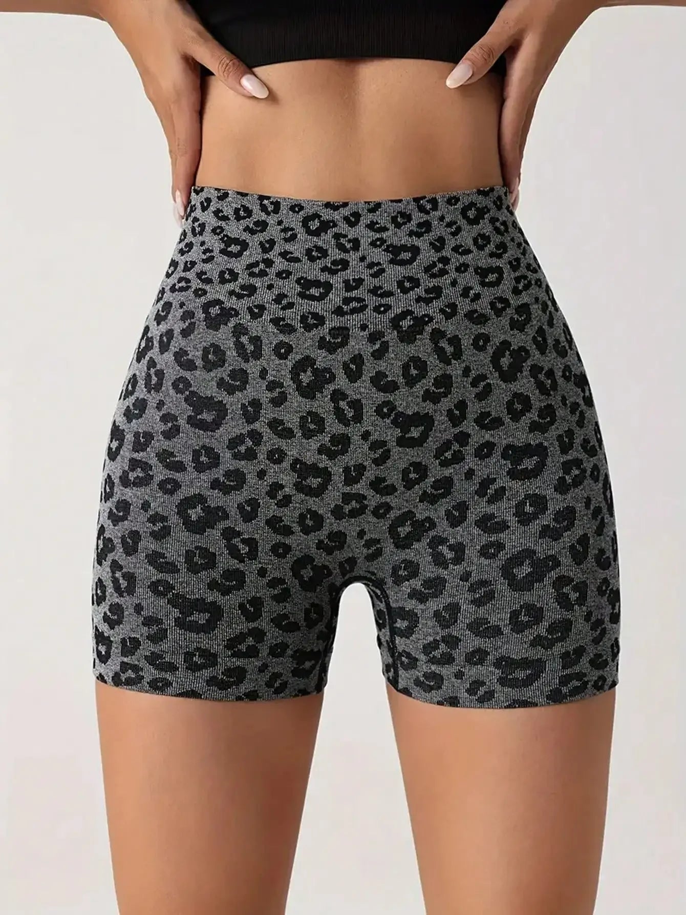 Leopard Print Scrunch Butt Tummy Control Biker Shorts for Women