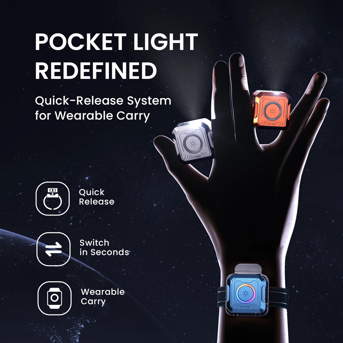 Sofirn SE1 Rechargeable Pocket Flashlight With Magnetic Wrist Keychain