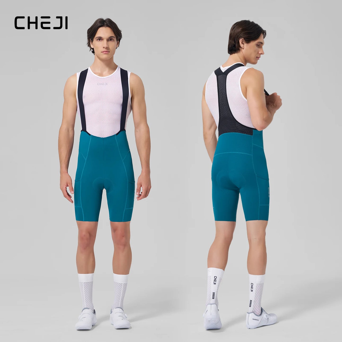 Cheji Men Seamless Cycling Bib Shorts Quick Drying Breathable Performance