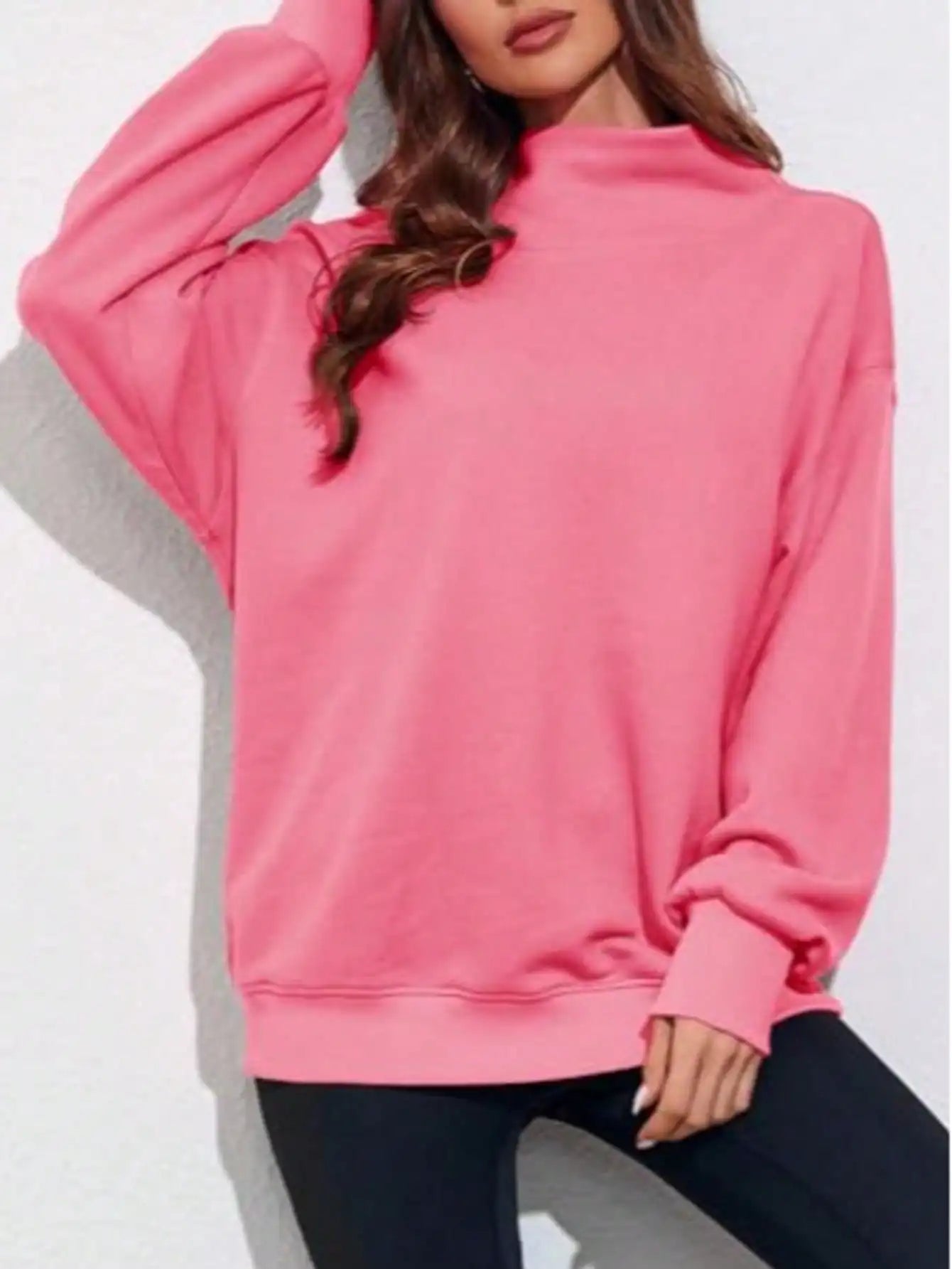 Fisoew Ribbed Turtleneck Sweater Long Sleeve Knit Pullover Top