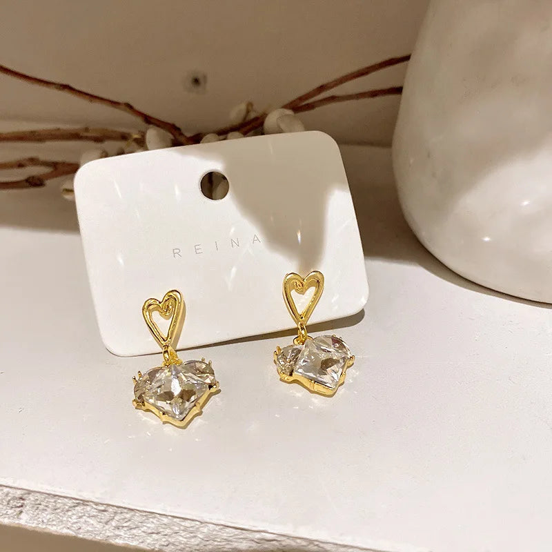 Vintage Cubic Zirconia Stud Earrings with S925 Silver Needle