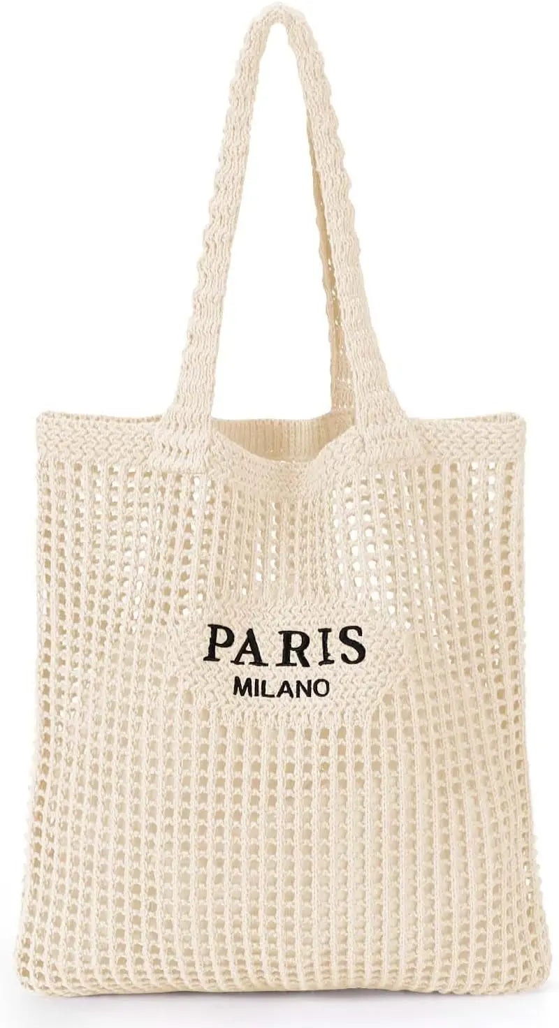Hatisan Crochet Tote Bag Women Mesh Beach Bag Boho Knit