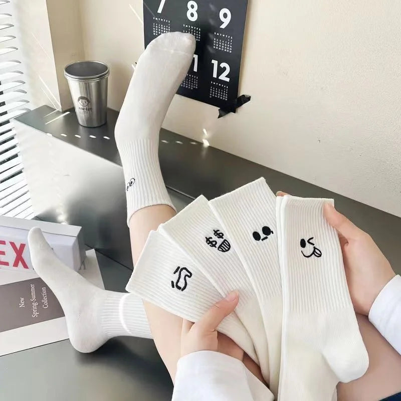 Women's Cartoon Cotton Socks Casual Mid Tube Breathable Design