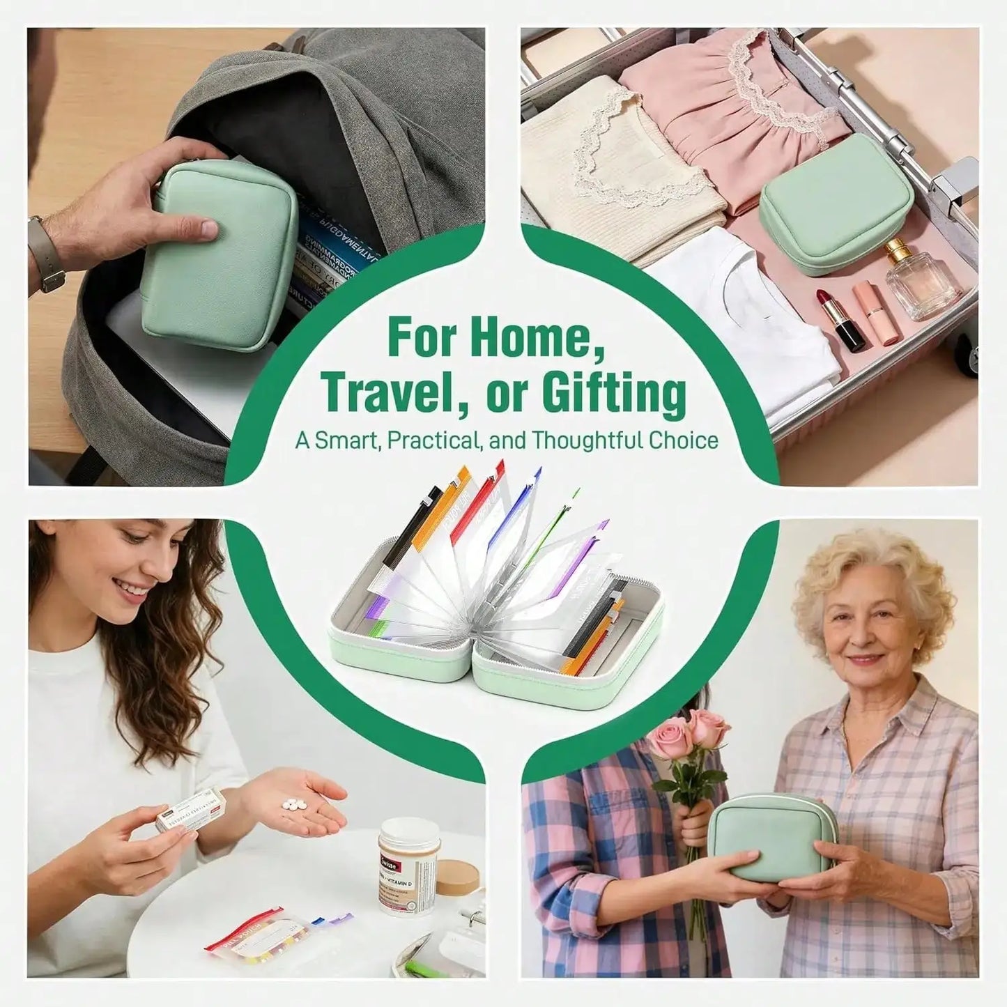 Waterproof Zippered Silicone Weekly Medicine Pouch Set