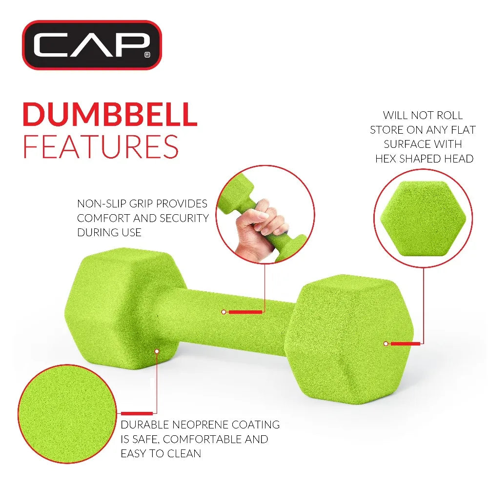 Cap Barbell Neoprene Hexagon Dumbbells For Home Gym Strength