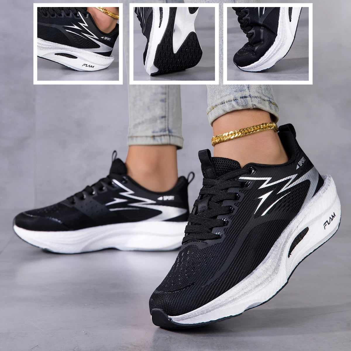 Breathable Platform Sneakers With Mesh Upper And Light Gym Comfort
