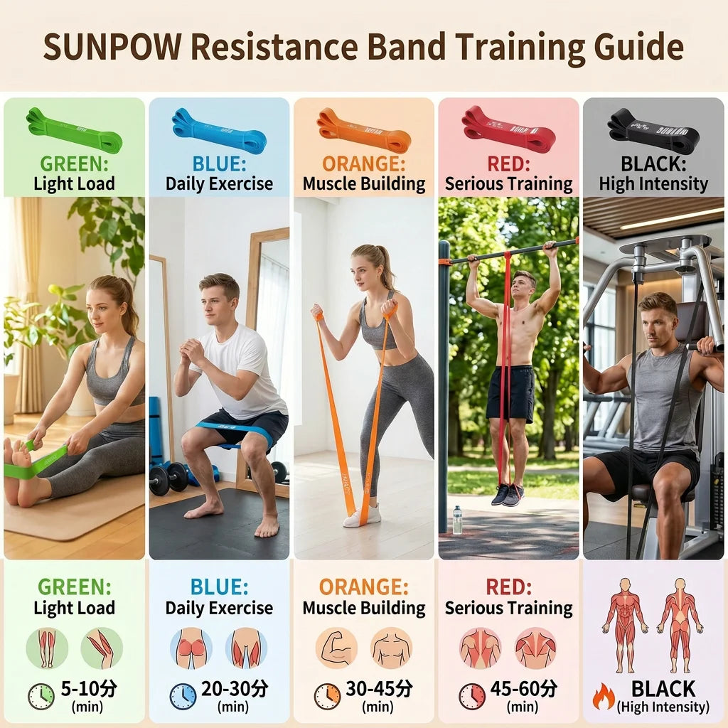 SUNPOW Natural Latex Pull Up Assistance Resistance Exercise Bands