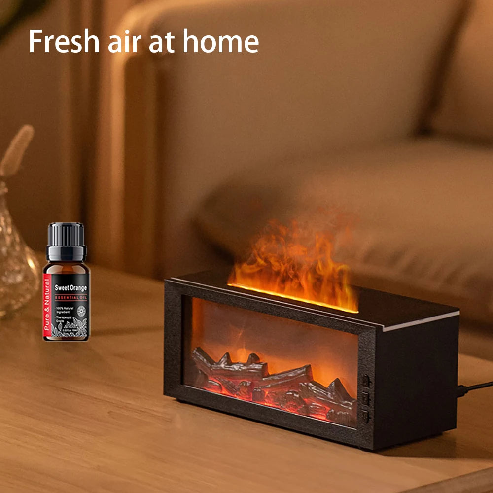 Flame Effect Humidifier And Aroma Diffuser With Remote Timer