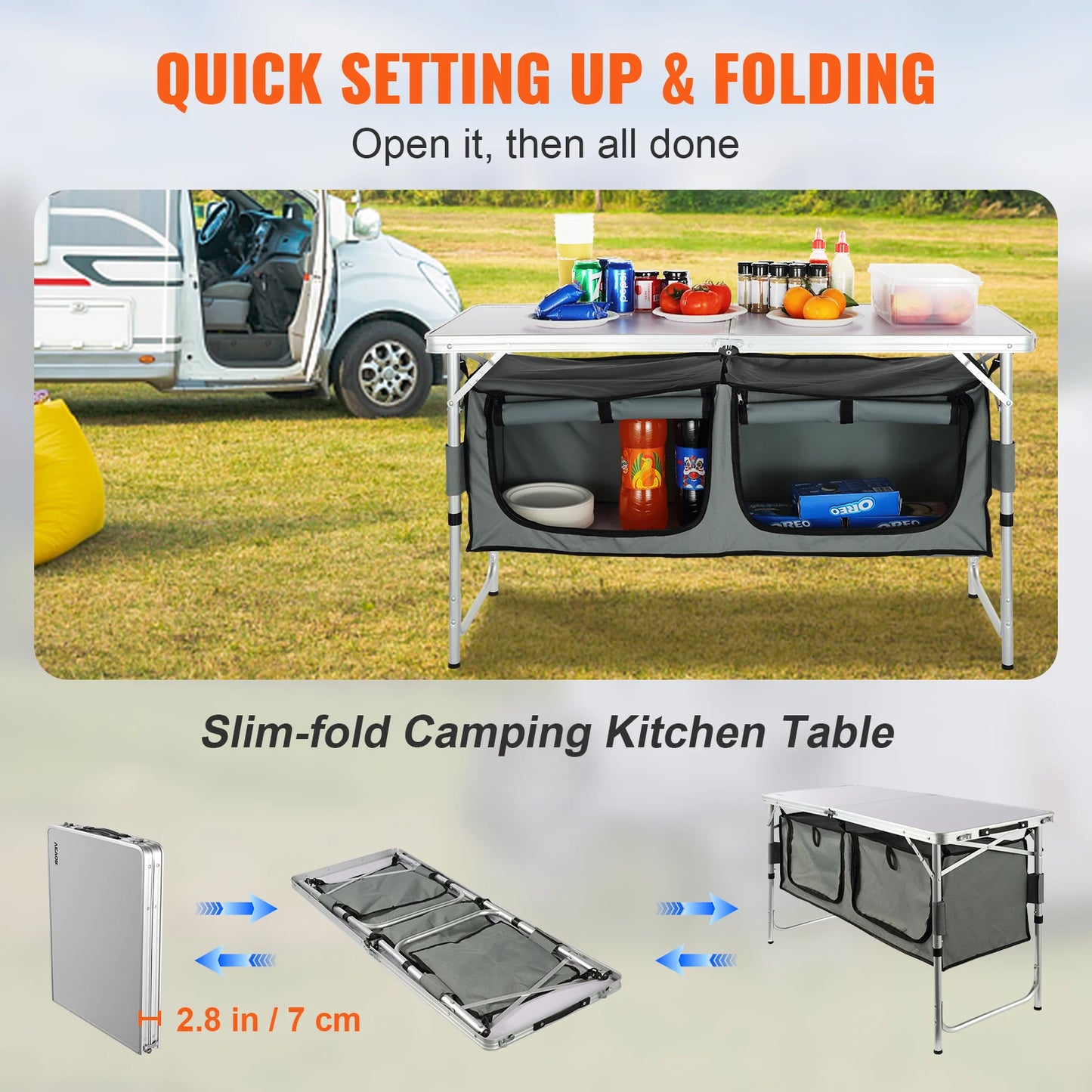 Vevor Portable Folding Camping Kitchen Table For Outdoor Adventures