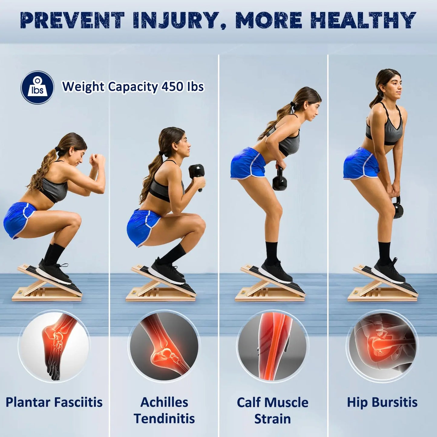 Wooden Balance Board And Adjustable Calf Stretcher For Physical Therapy