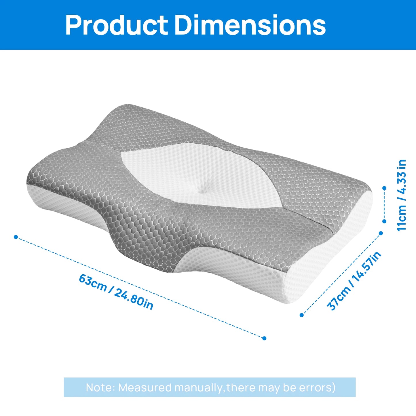 JHK Cervical Neck Memory Foam Pillow With Ventilated Cooling Support