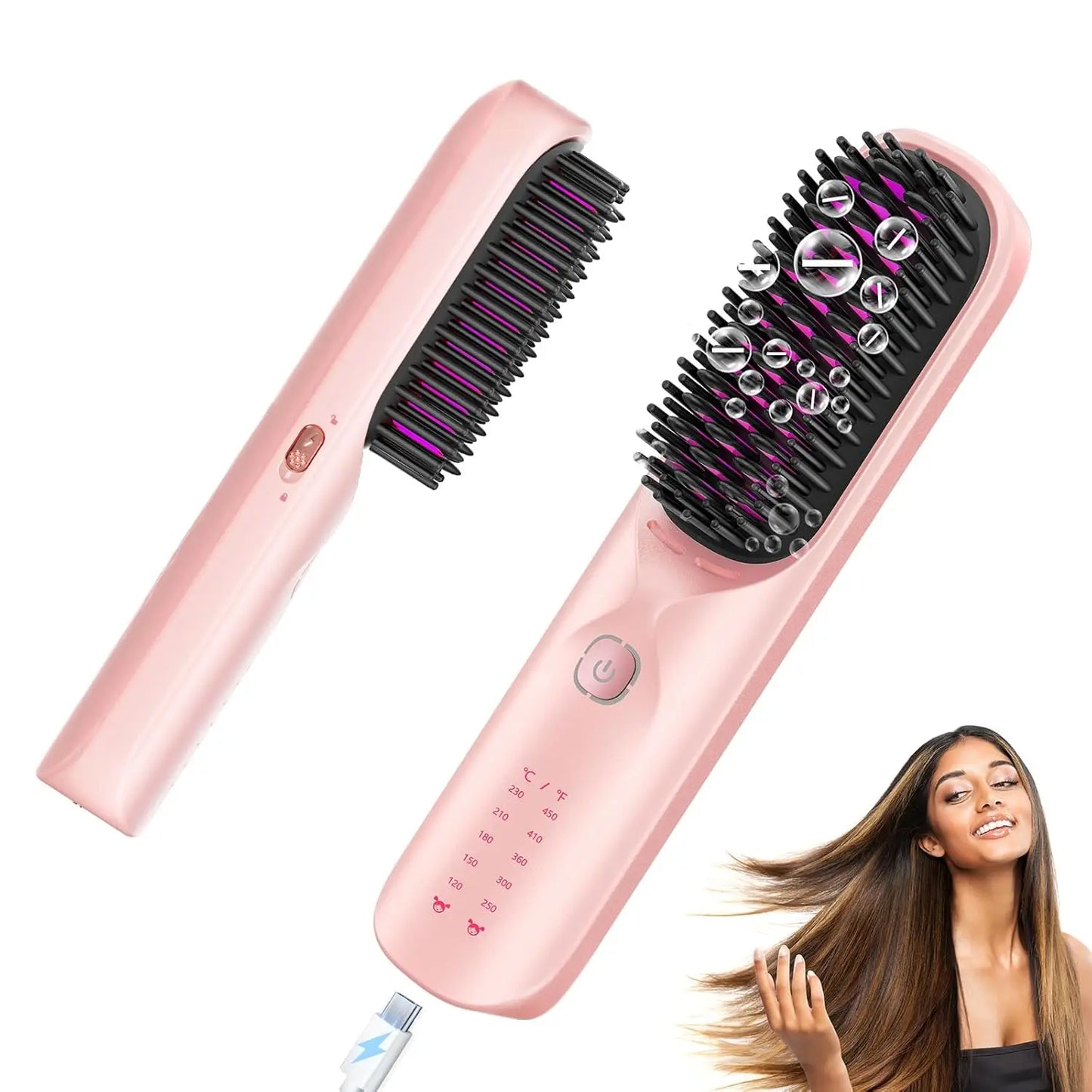 BOPCAL Cordless Hair Straightener Comb Brush 10000mAh Travel