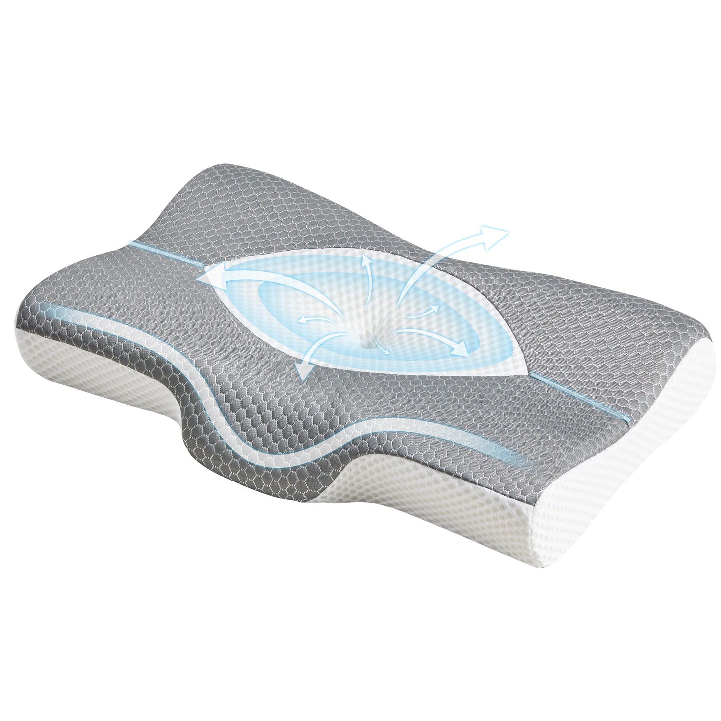 JHK Cervical Neck Memory Foam Pillow With Ventilated Cooling Support