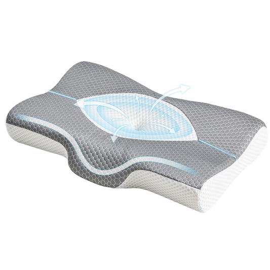JHK Cervical Neck Memory Foam Pillow With Ventilated Cooling Support