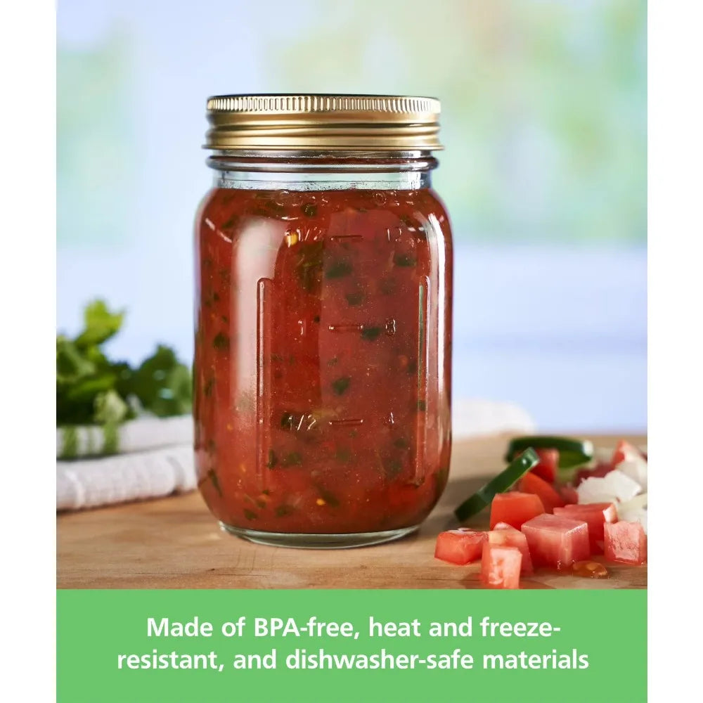 Mainstays 16 Oz Regular Mouth Mason Jars With Lids Bands