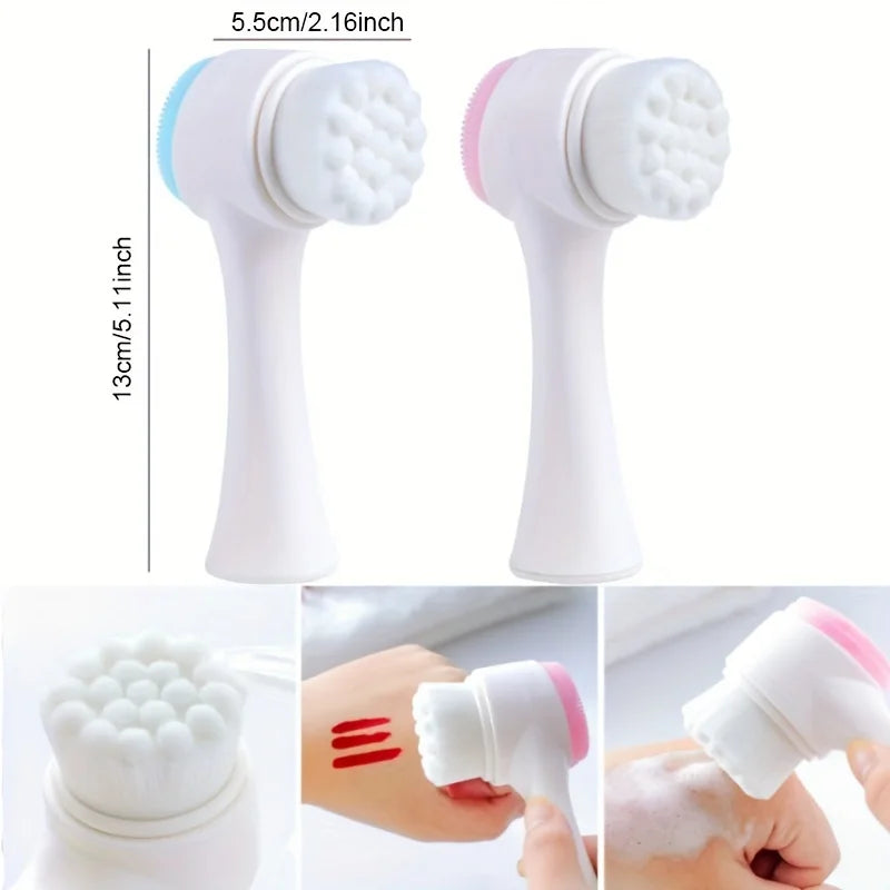 Silicone Double Sided Facial Brush For Blackhead Removal And Exfoliation