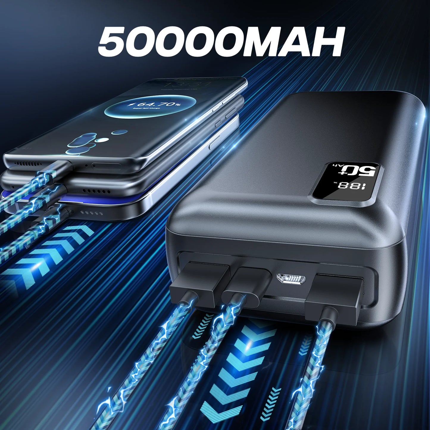 Hganus 50000mAh Power Bank QC PD USB C Fast Charger