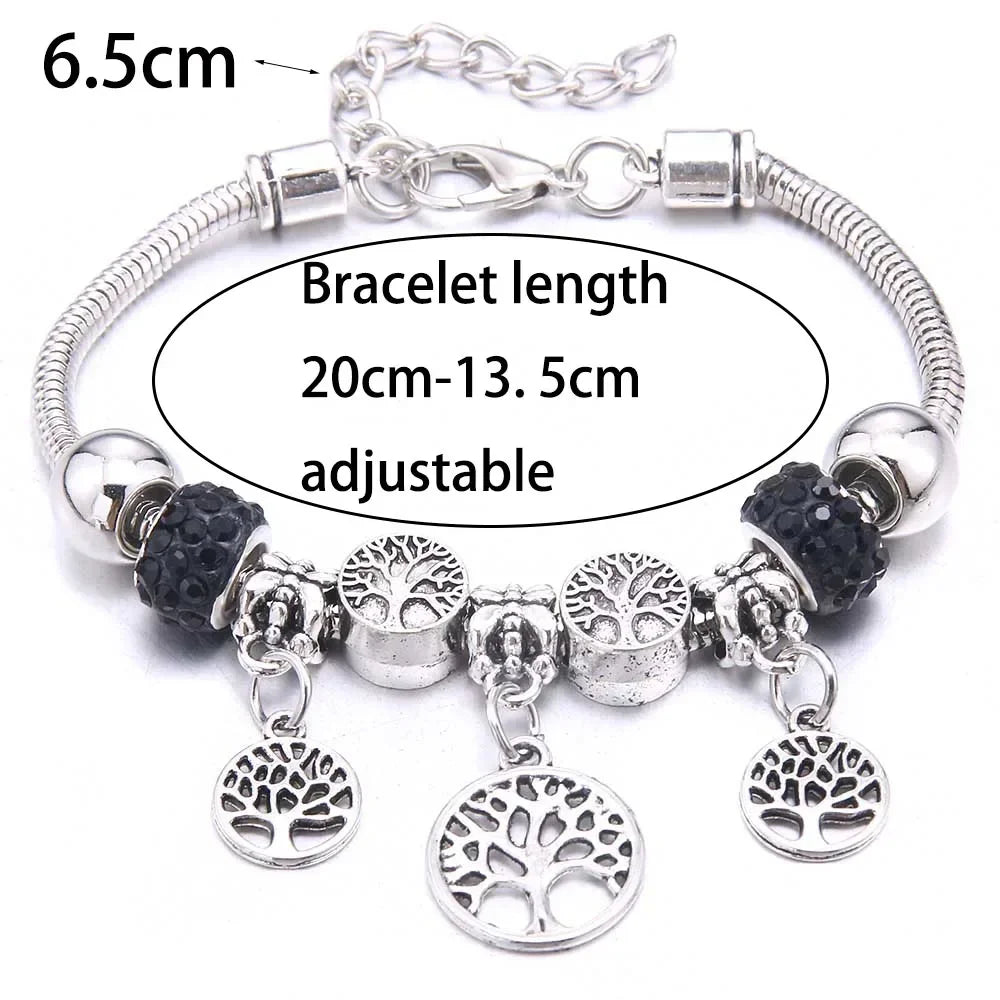 Fashion Butterfly Crown Beaded Link Chain Bracelet For Women