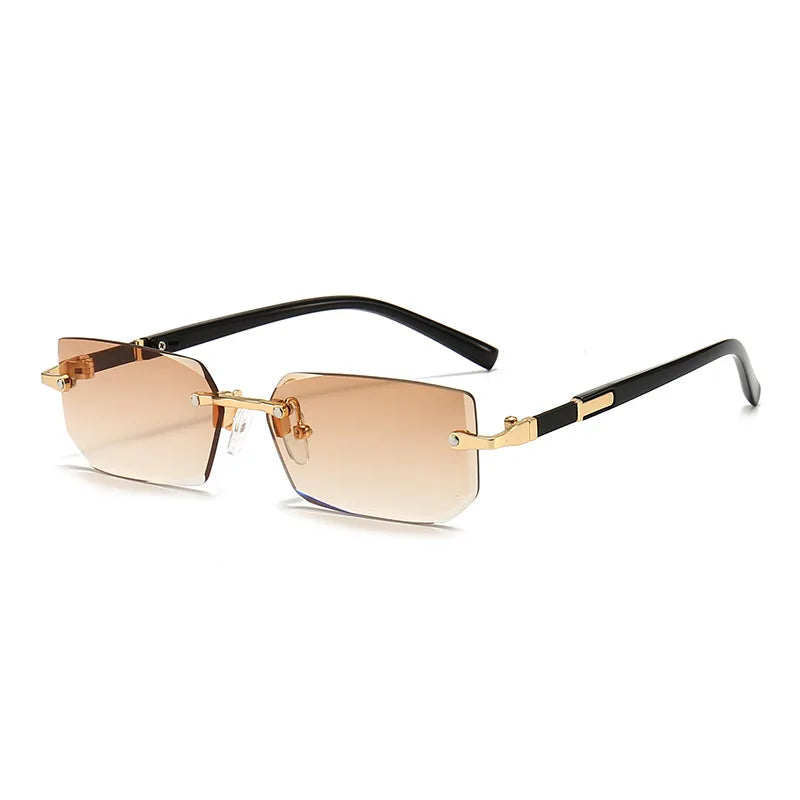 RMM Rimless Rectangle Stylish Trendy Plastic Sunglasses