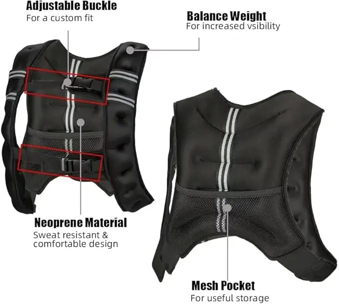 Adjustable Weighted Vest For Cardio And Strength Training With Weights