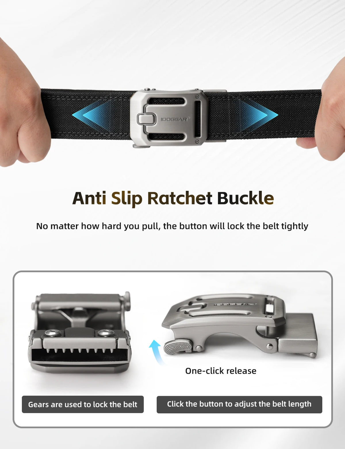 IDOGEAR Sports Quick Release Nylon Tactical Ratchet Belt for Men