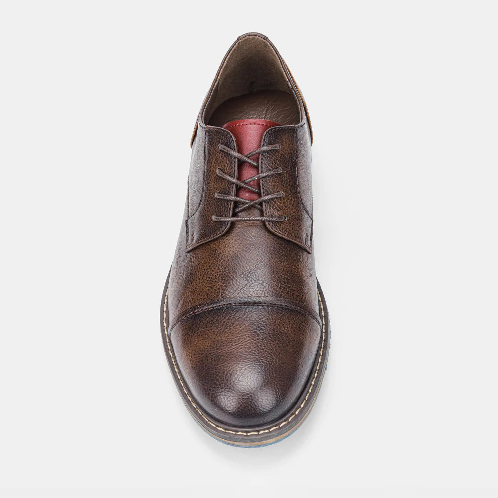 Hecrafted Men Retro Casual Leather Cap Toe Oxford Shoes