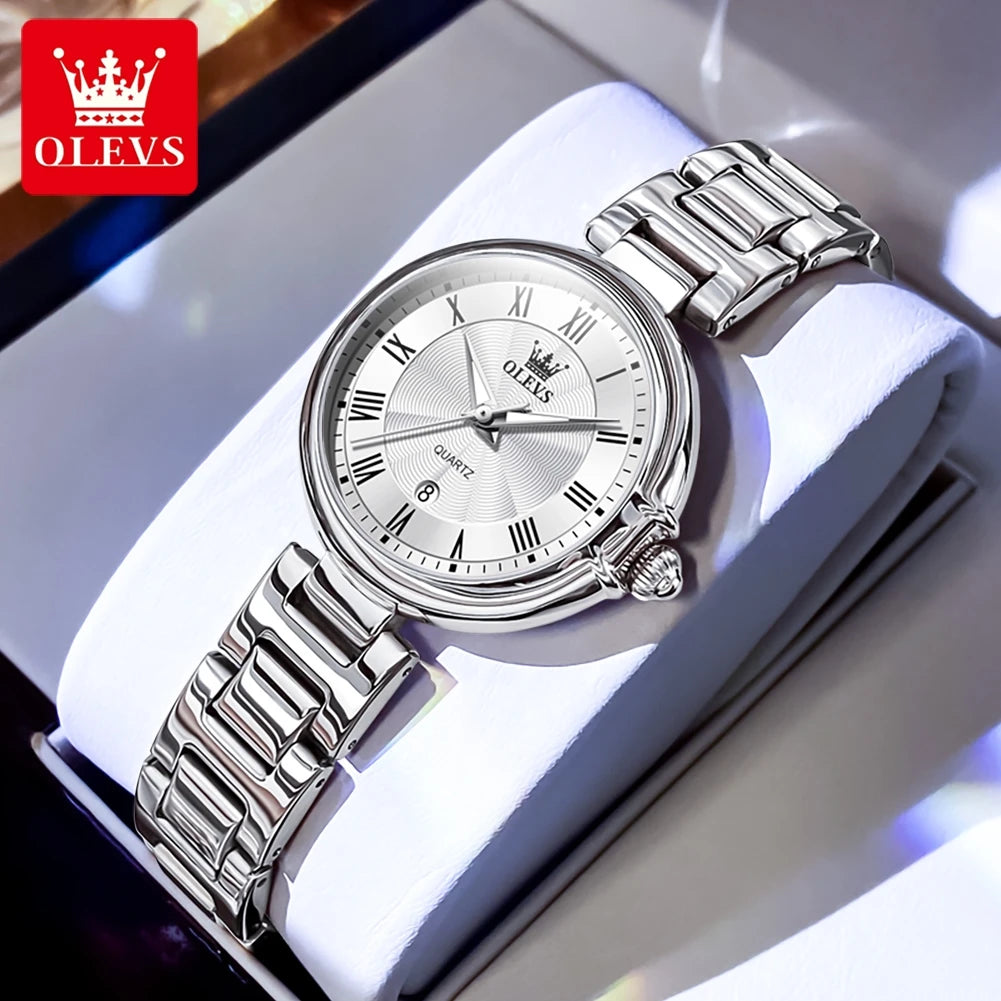 OLEVS Women's Stainless Steel Quartz Watch With Calendar Display