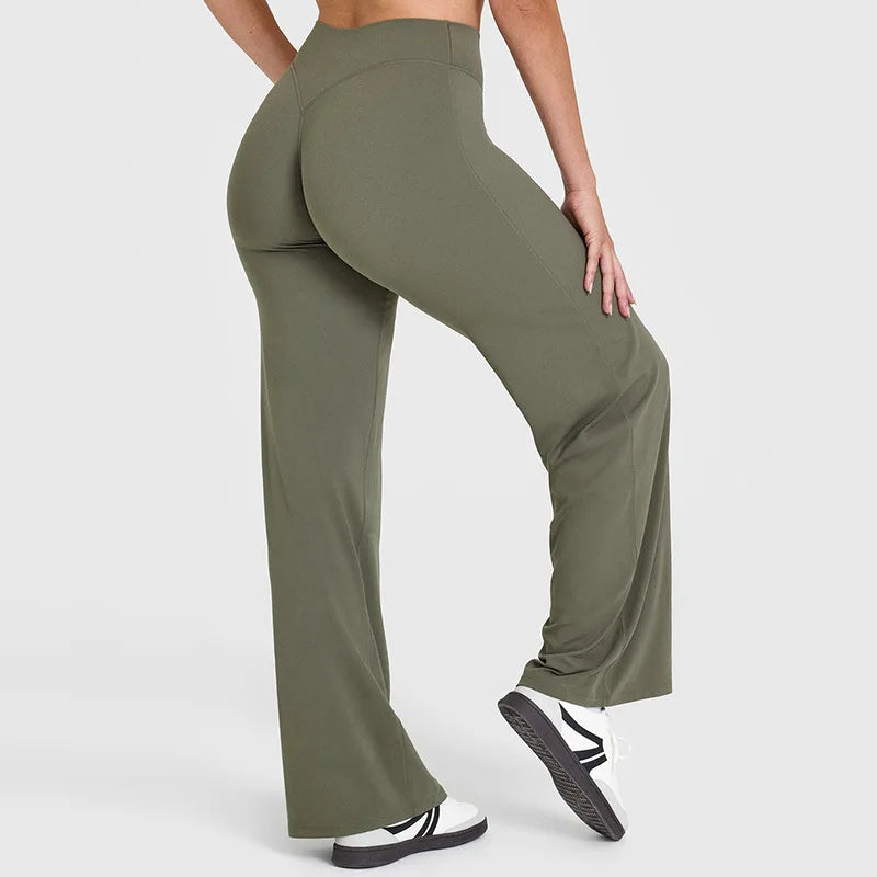 NCLAGEN SoftMotion Yoga Pants Women Mid Waist Straight Leg Bottoms