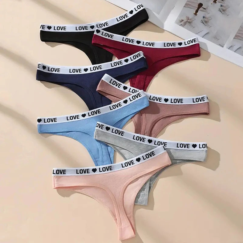 Cotton Women Thongs Panties Set Striped Underwear Soft G Strings