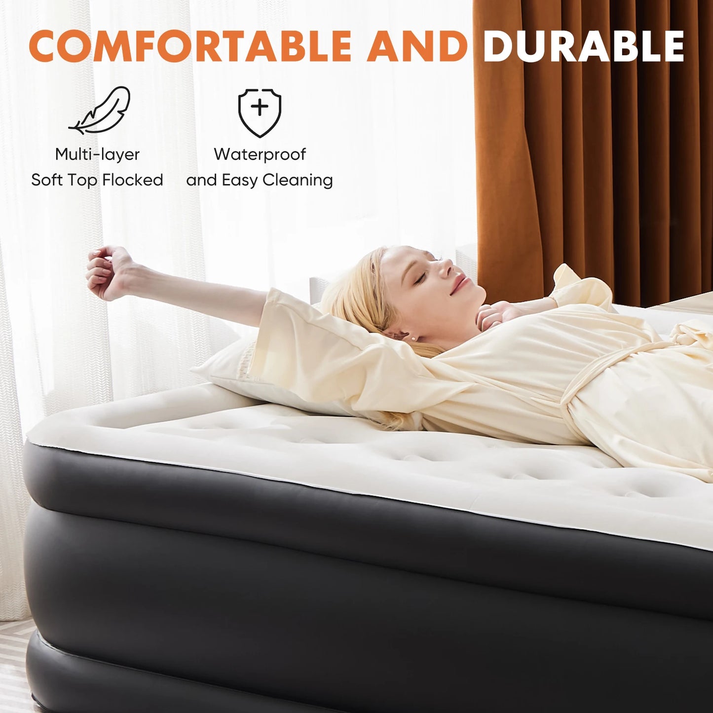 JHK Queen Twin Air Mattress With High Weight Capacity