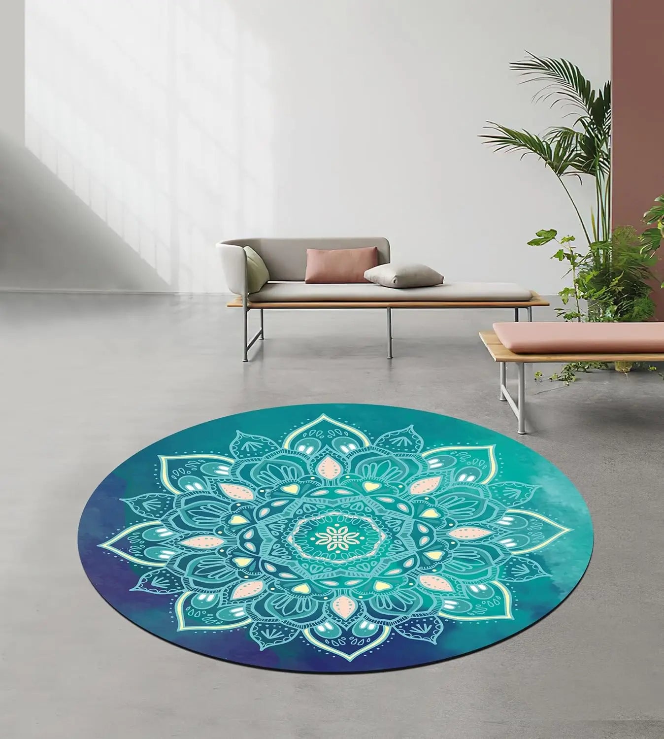 YTYIN Round Pilates Mat Oversize Non Slip Suede Rubber