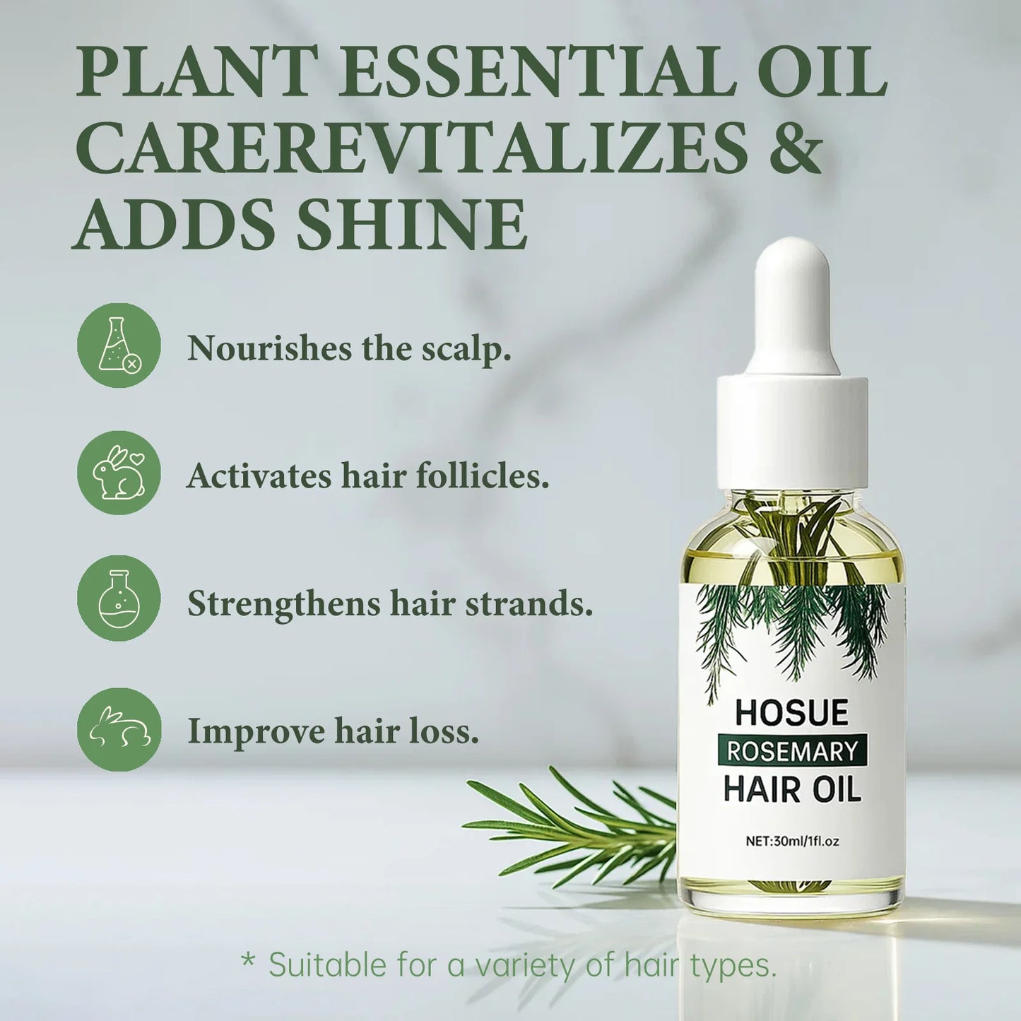 Rosemary Essential Oil Hair Serum And Scalp Treatment For Growth