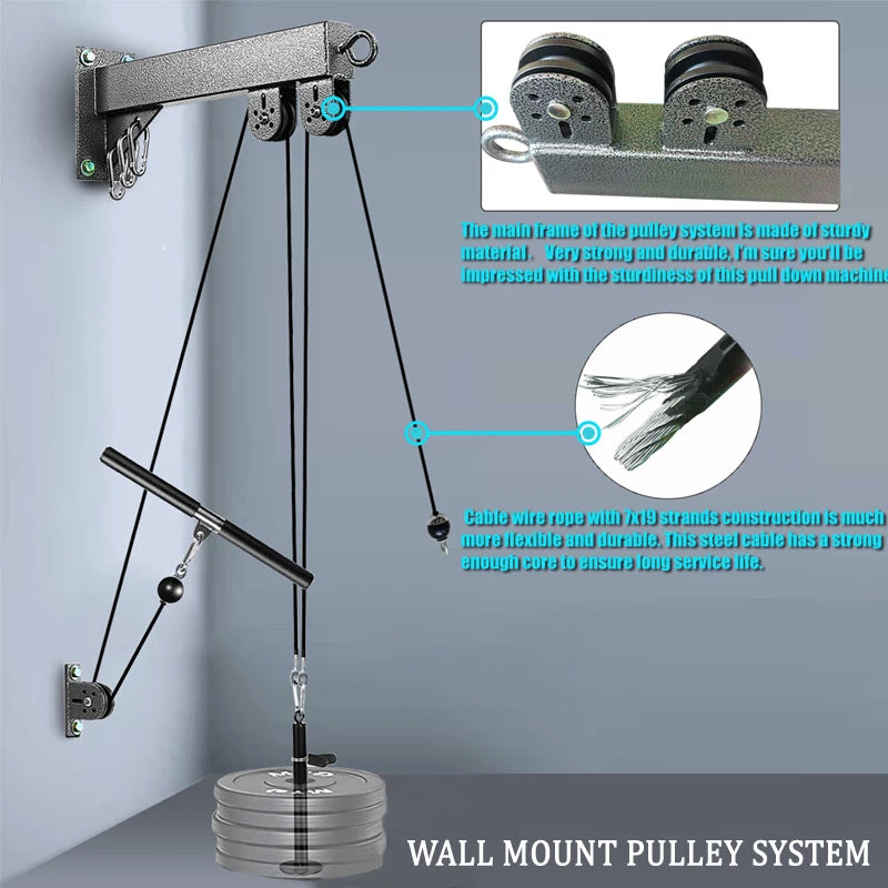Wall Mounted Gym Pulley System Strength Training Cable Machine