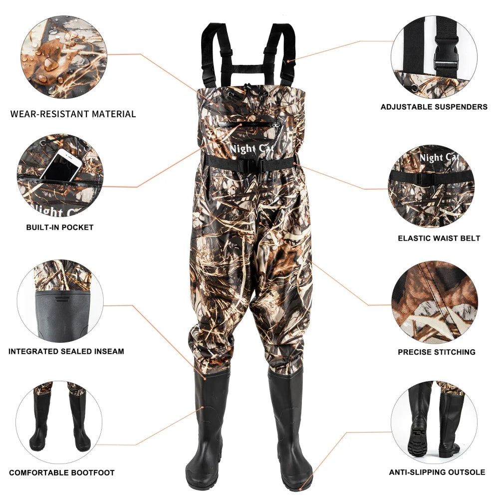 Night Cat Waterproof Chest Fishing Waders With Bootfoot