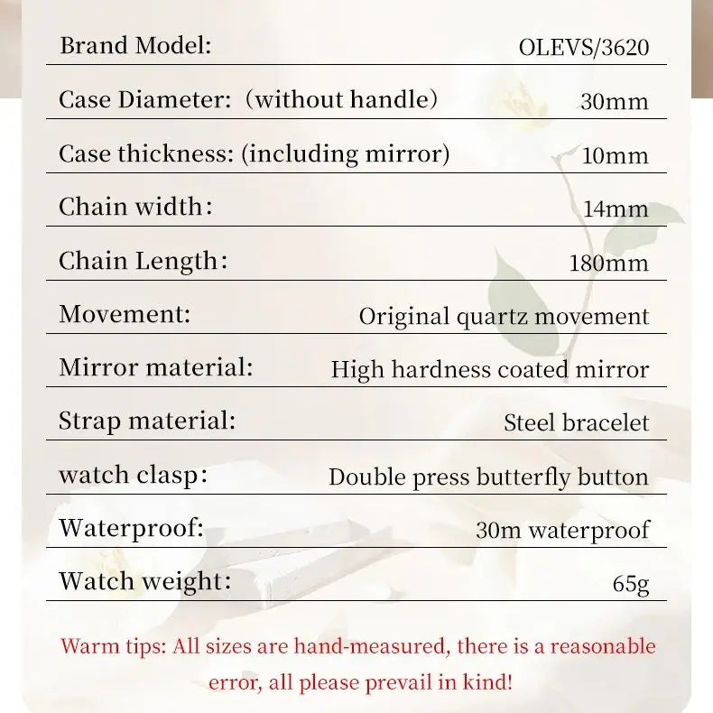 OLEVS Womens Luxury Diamond Quartz Watch With Calendar Waterproof